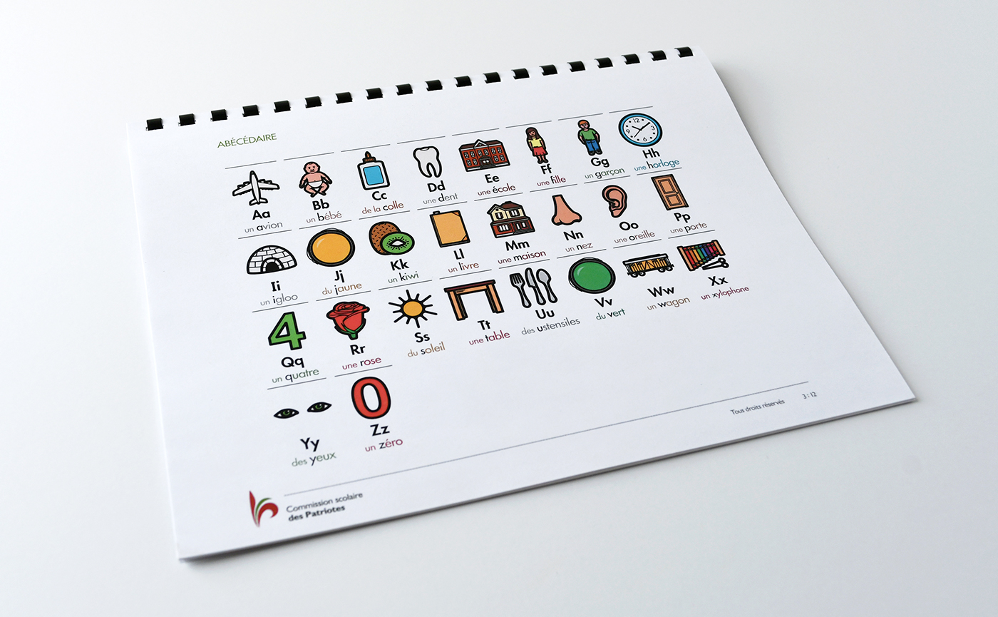Cahier illustré de francisation de la Commission scolaire des Patriotes - Page sur les objets